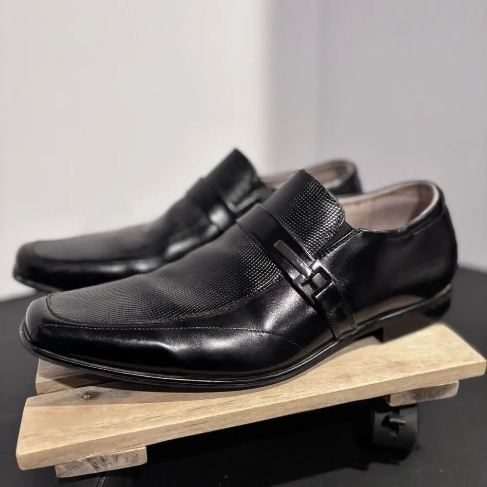 Stacy Adams Beau Moc Toe Loafers Men's 11W Black Slip On Dress/Casual Shoes Wide